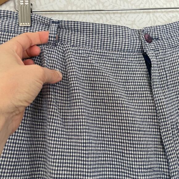Milano Design Group Navy & White Check Linen Blend High Rise Tailored Shorts, 20 - Picture 7 of 13